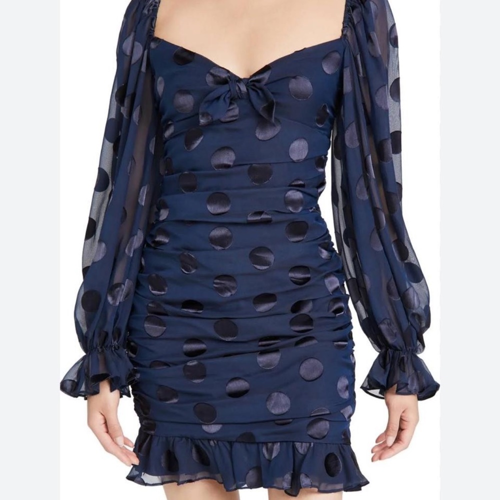 For Love And Lemons Navy Polka Dot Mini Dress